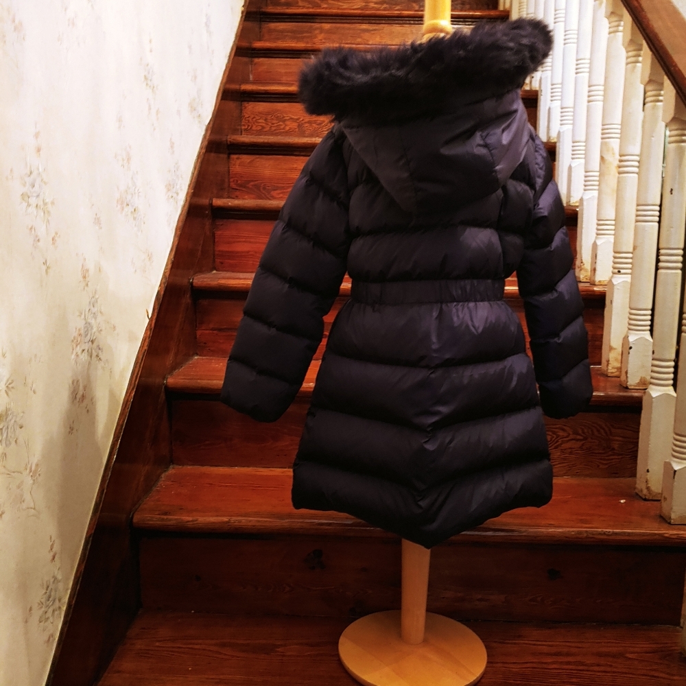 Jacadi Paris Down Coat Navy Girls 8 EUC